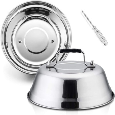 9 Inch Cheese Melting Dome, HaSteeL Small Round Basting Steam Cover Set of 2, Professional Stainless Steel Griddle Grill Accessories for Flat Top BBQ Indoor & Outdoor, Heavy Duty & Dishwasher Safe