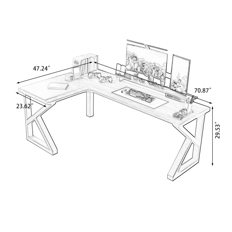 Cherry L-Shaped Solid Wood writing desk