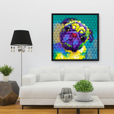 «Geometric Curious Pug» sur toile