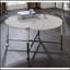 Round Coffee Table With Metal Frame Leg, White Oak And Chrome