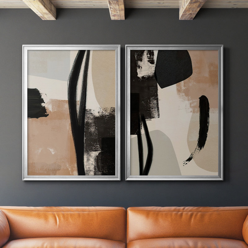 «Selective Arrangement I», ensemble de 2 reproductions de cadres rectangulaires sur toile, Argent, H 36,5 po x l 53 po
