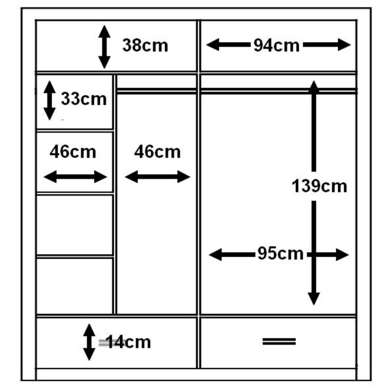 Tengan 2 Door Manufactured Wood Wardrobe, Oak Shetland