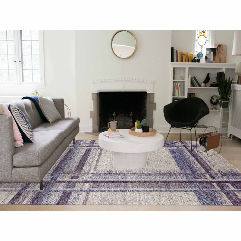 Tapis à motif géométrique en laine noué à la main 9 pi x 12 pi 1 po gris 53BFF3D0C49F489A866B79EBC788E899