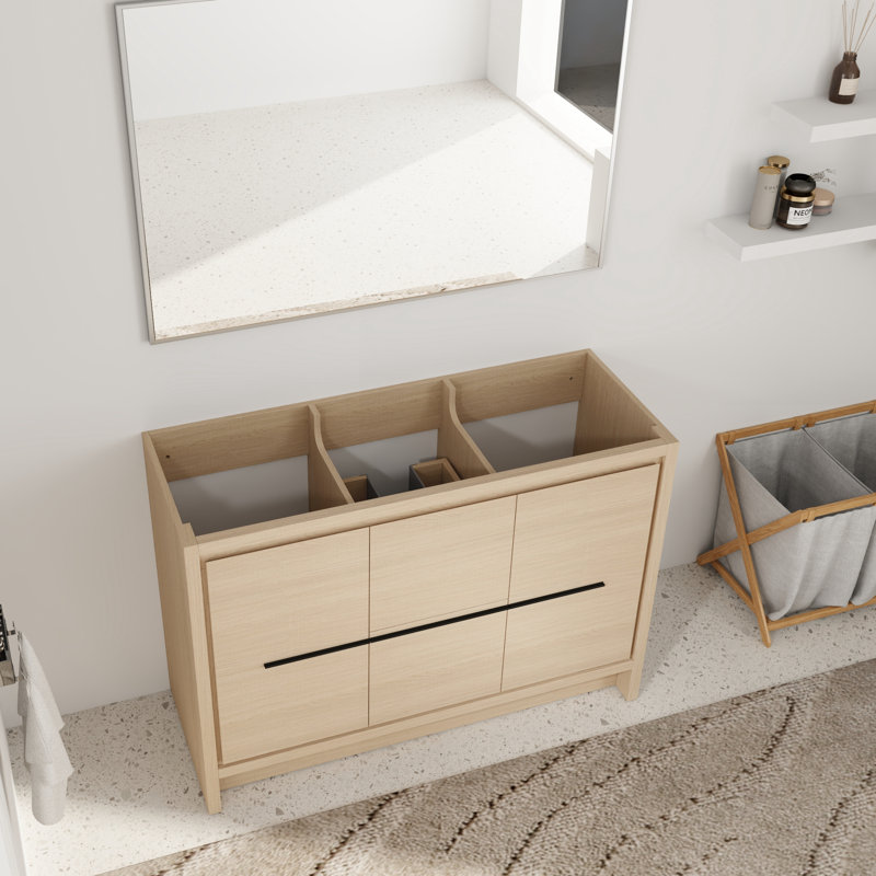 Base de meuble-lavabo simple 48 po seulement, base sans plateau en chêne dune