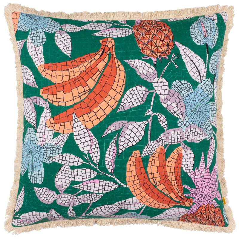 Cypressa Floral Square Cushion, Teal