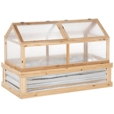 48" X 24" X 32.25" Elevated Planting Beds Garden Wooden Cold Frame Greenhouse Flower Planter Protection Wood