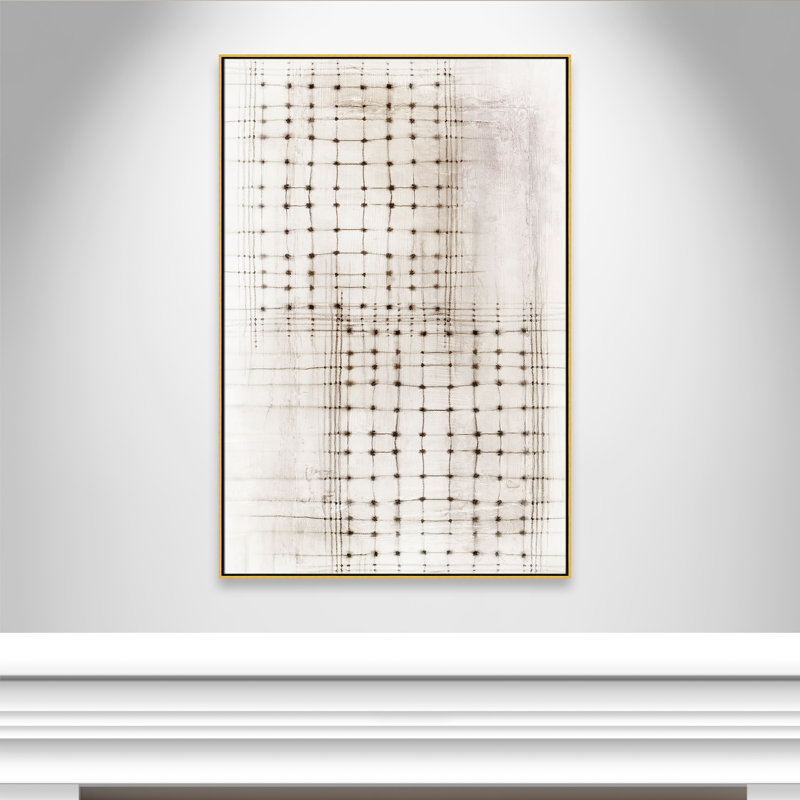 «Intersecting Lines in Quiet Neutralité I» par , Flotteur doré, H 61,5 po x l 41,5 po