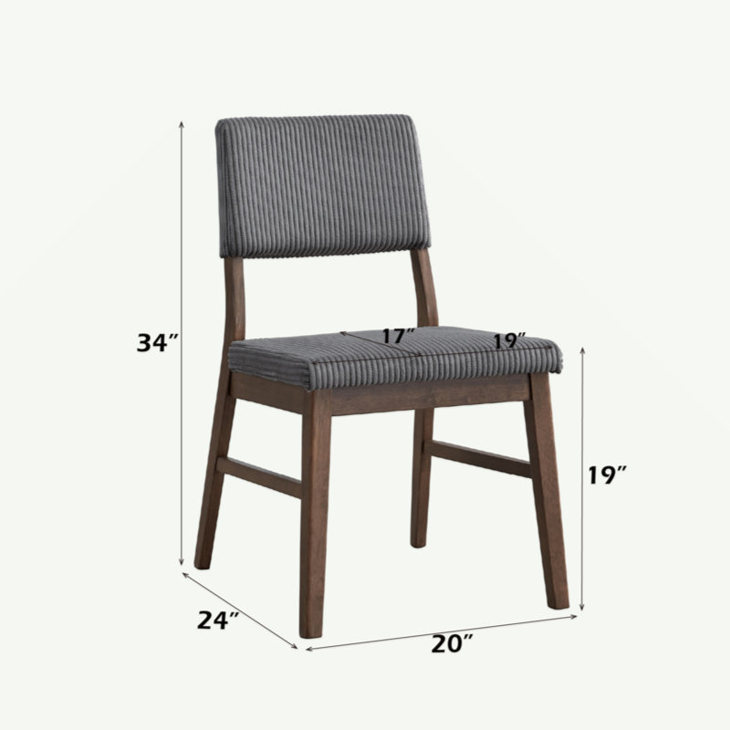 Chaise d'appoint en velours côtelé et finition Seda, Gris