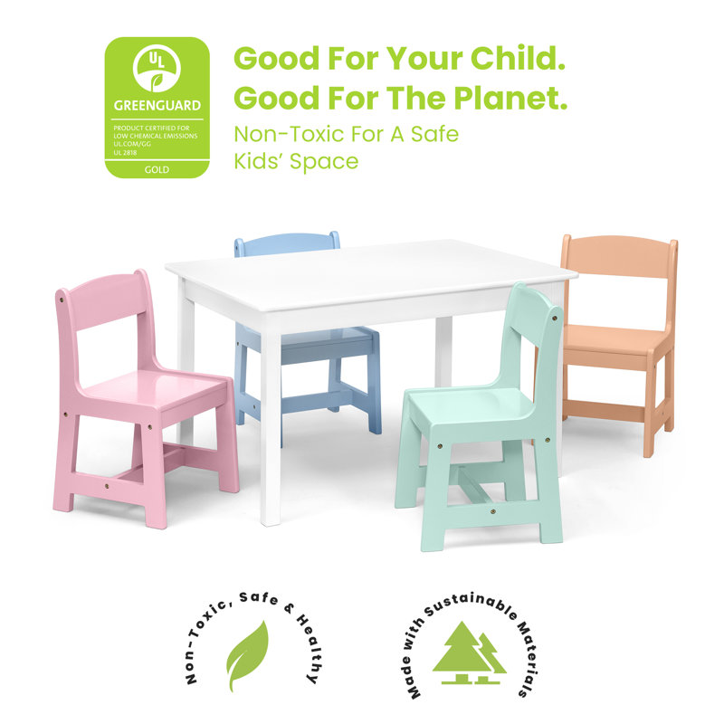 Bianca White Wooden Kids Table with Pastel Chairs Set
