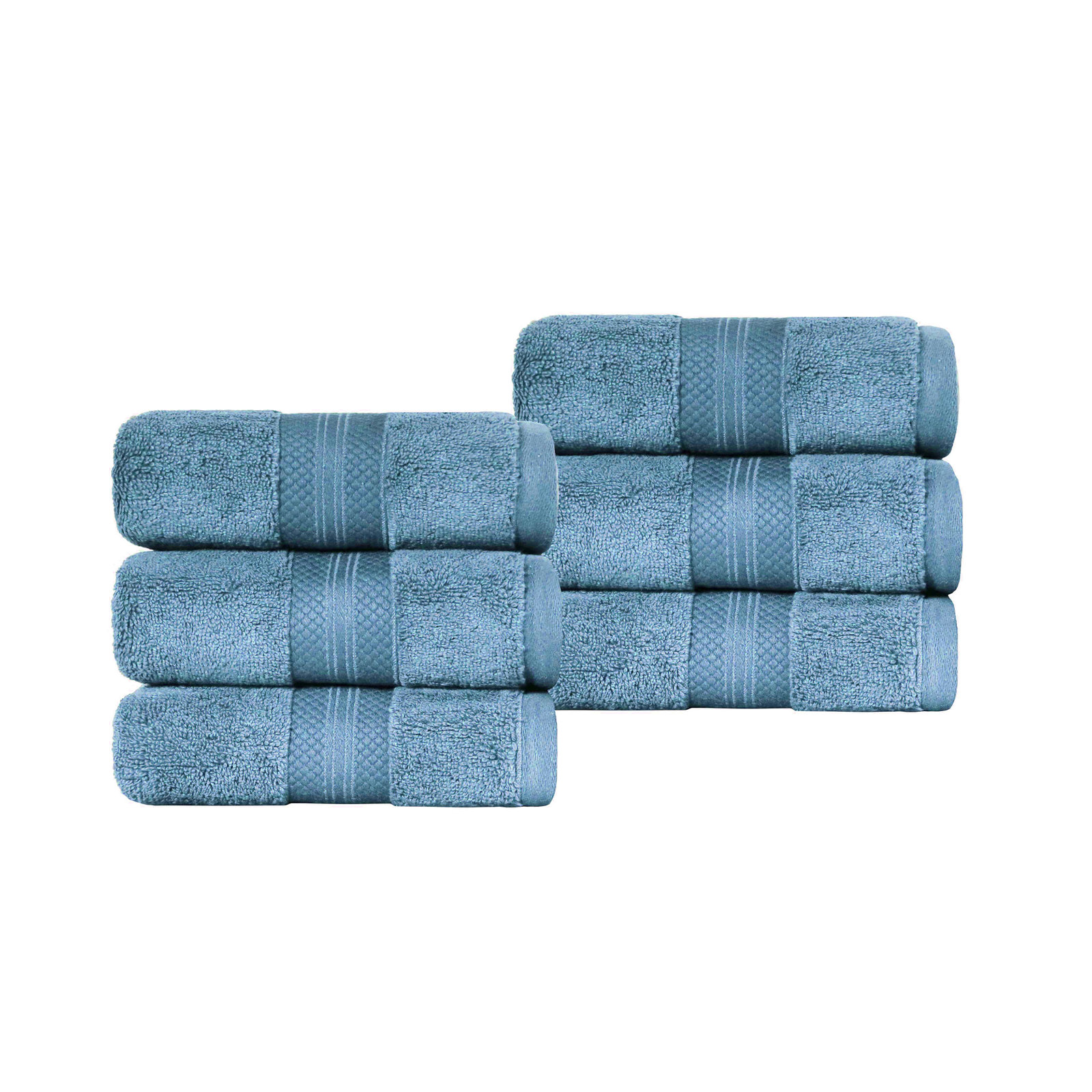 Finnian Ultra-Plush Heavyweight, 100% Turkish Towel Collection, Denim Blue, Hand Towels - 6 Pack