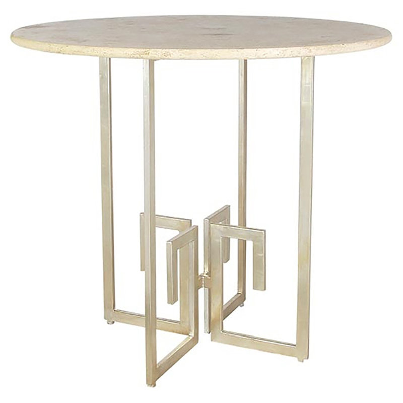 Salonika Bar Height 33" Dining Table, Lite Travertine