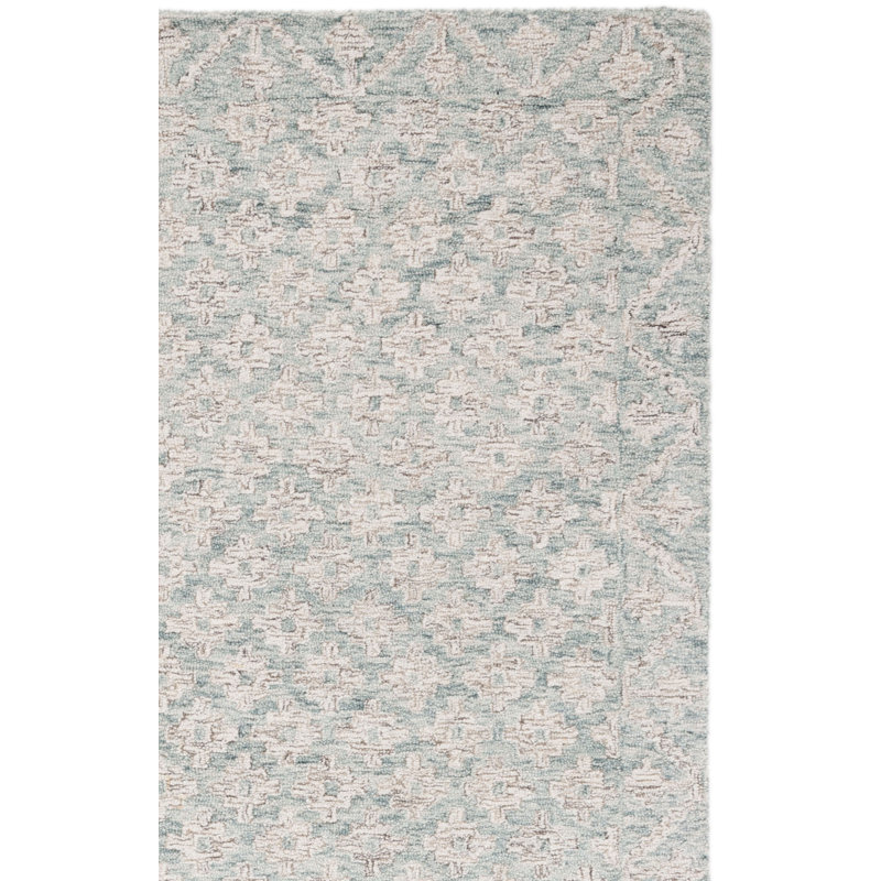 Metro 357 Area Rug In Ivory / Light Blue, Square 6'