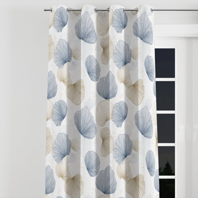 Abstract Window curtains - Blue Coastal Shellfish Grommet Curtain - 1 Panel