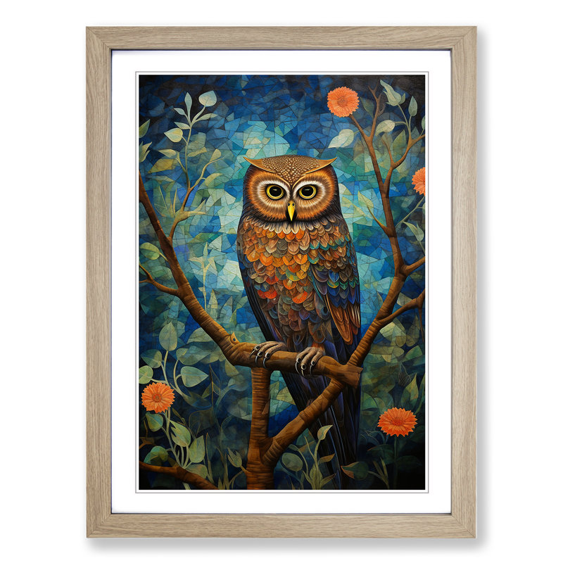 Owl Orphism No.2 - Framed Print, Oak Framed, 34cm H x 25cm W x 2cm D