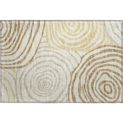 Premium Machine Washable Prisco Gold Rug