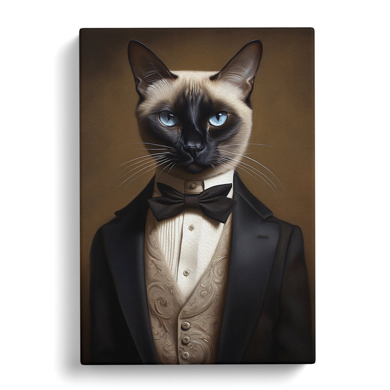 Siamese Cat In A Suit - Print, 60cm H x 40cm W x 3cm D