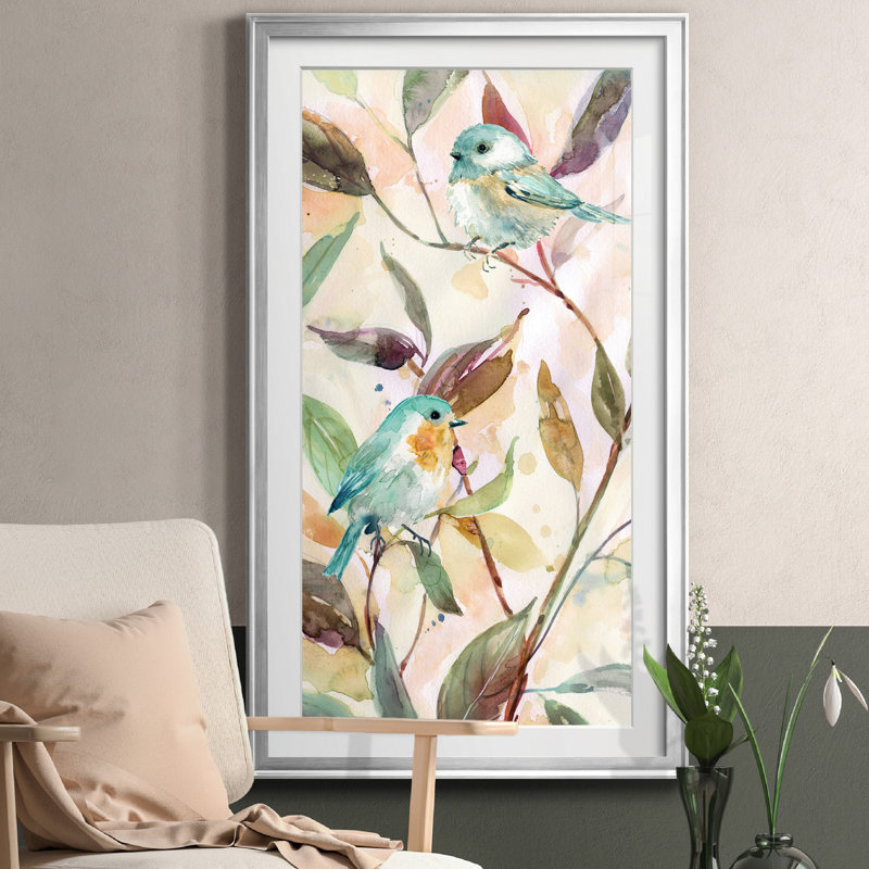 Bird Sanctuary I - peinture encadrée, Argent, H 14,5 po x l 26,5 po x P 1,5 po