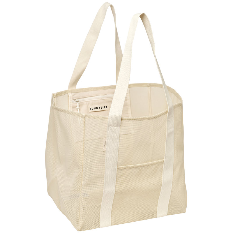 Sac de plage en filet: crème huître, Crème