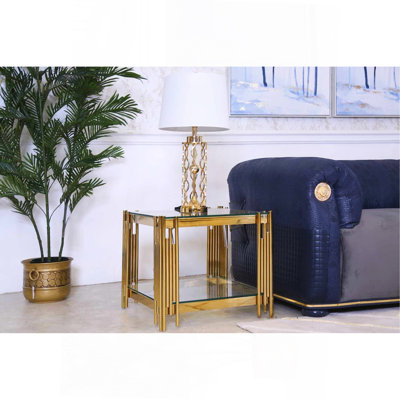 Table de bout carrée de 20 po de large avec plateau en verre Woker Furniture