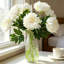 Ensemble de 6 branches de fleurs artificielles de chrysanthème 18,11 po à tige blanche soyeuse et souci de mariage