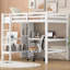 Lit mezzanine double avec tablettes multifonctionnelles et bureau sous le lit-1368232712