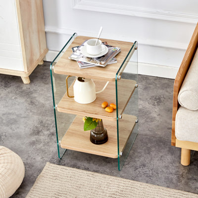 Modern Bedside Table Transparent Tempered Glass Side Table Accent Table Corner Table