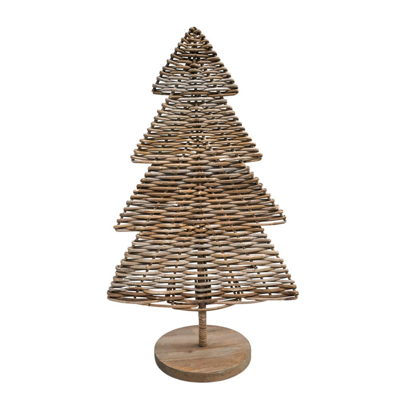 Natural Rattan Floor Standing Christmas Tree Ornament, Natural, 80cm H x 50cm W x 25cm D