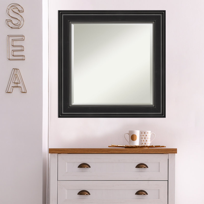 Fahlman Flat Wall Mirror, Black, 25.5" x 25.5"
