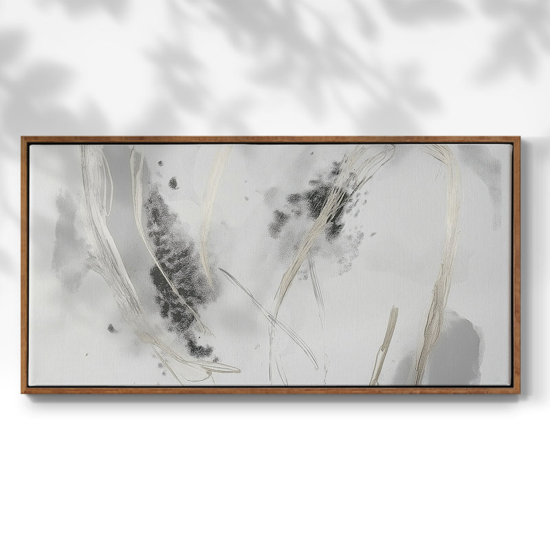 Série abstraite-Dxxxv- Toile tendue avec châssis tendue, prête à être accrochée, Noyer, H 17 po x l 41 po