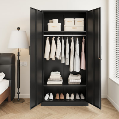Armoire penderie en métal de 36 po de largeur avec serrure