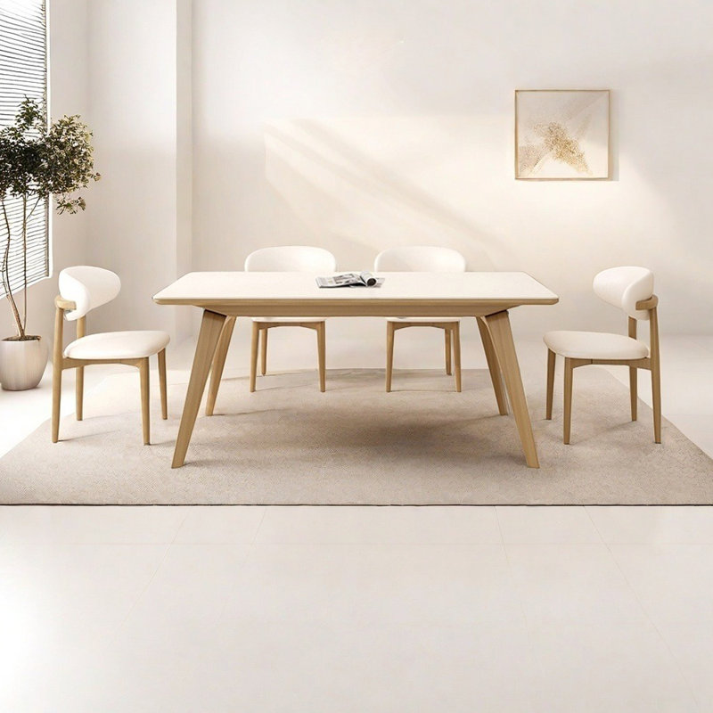 Modern simple fashion rectangular dining table set, 29.5"H x 63"L x 31.5"W