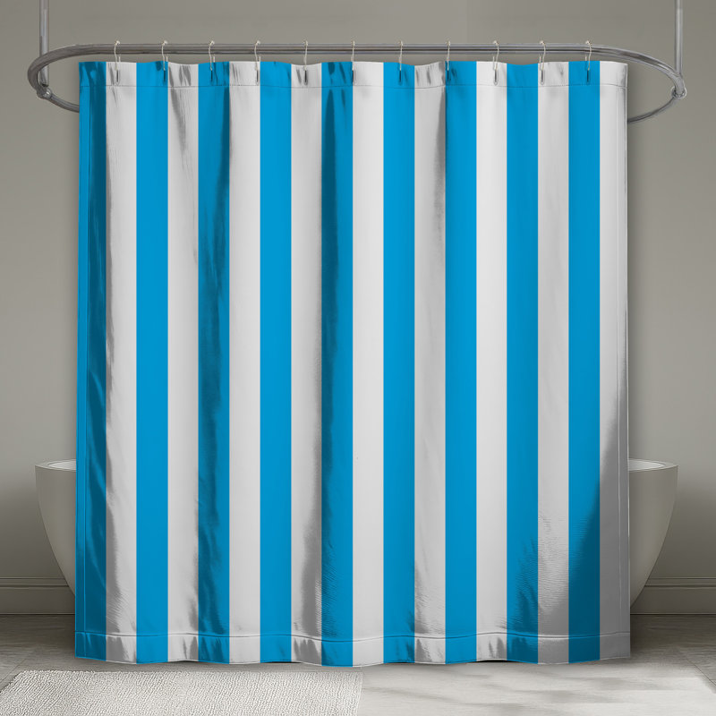 Blue White Stripes Shower Curtains Extra Long, L 70 po x H 84 po