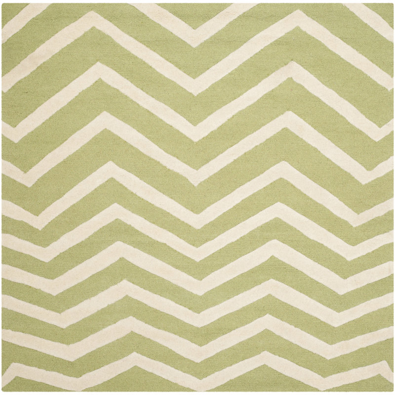 Sanyla Hand Tufted Wool Chevron Rug, Square 6'