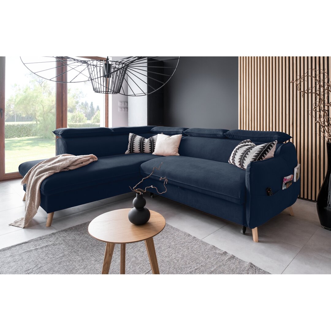 Ecksofa Henry aus Samt mit Bettfunktion