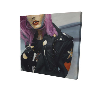 Toile rétro, jeune femme punk