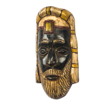 Masque de bois de prêtre romain fait à la main Bungalow Rose
