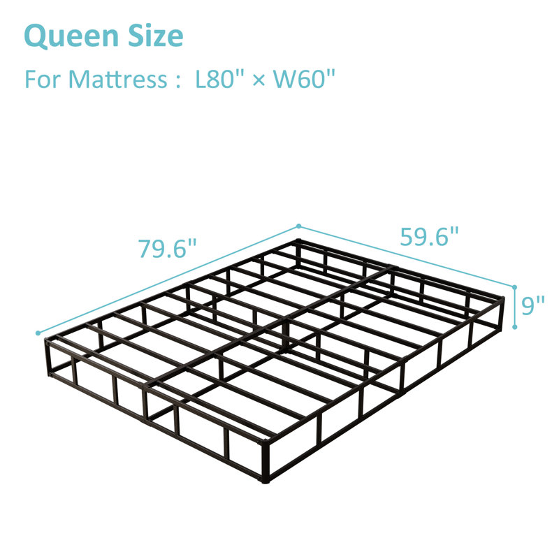 Metal Box Spring with Fabric Cover-Multiple Sizes, High Profile (9"), Queen