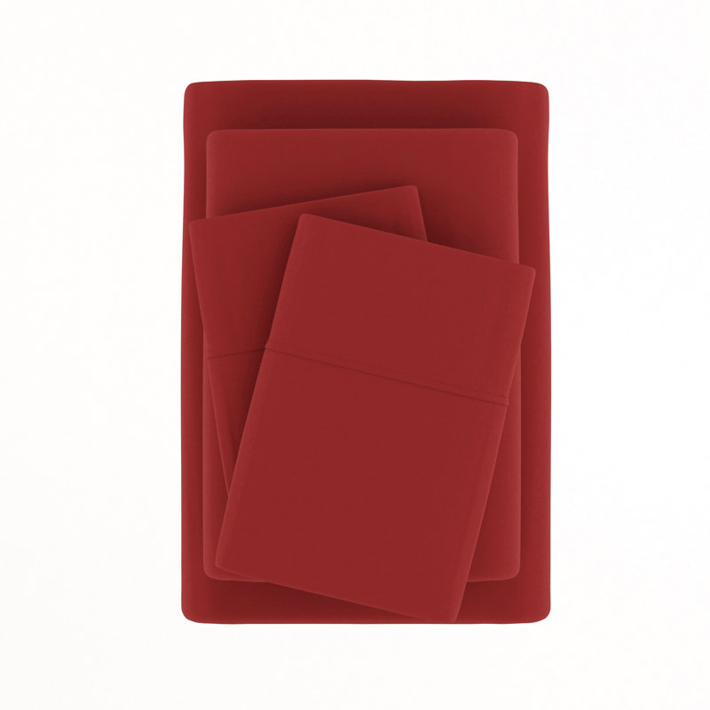 Becky Cameron 1800 Series Double-Brushed Microfiber 4 Piece Sheet Set, Burgundy