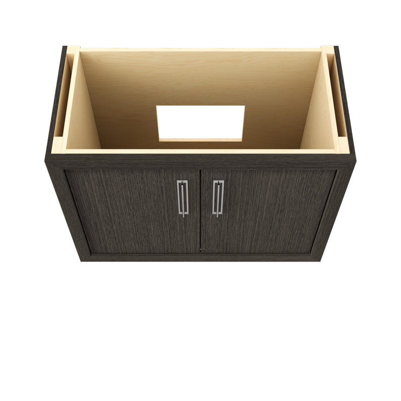 Meuble-lavabo simple Avalon, Gris délavé, Chrome poli, 42"