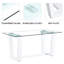 Grande table en verre trempé de 0,4 po pour 6 à 8 personnes, support blanc, salle à manger rectangulaire