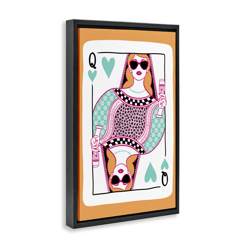  Queen of Hearts & Drink Canvas by JJ Design House LLC, Cadre flottant noir de jais, H 25 po x l 17 po