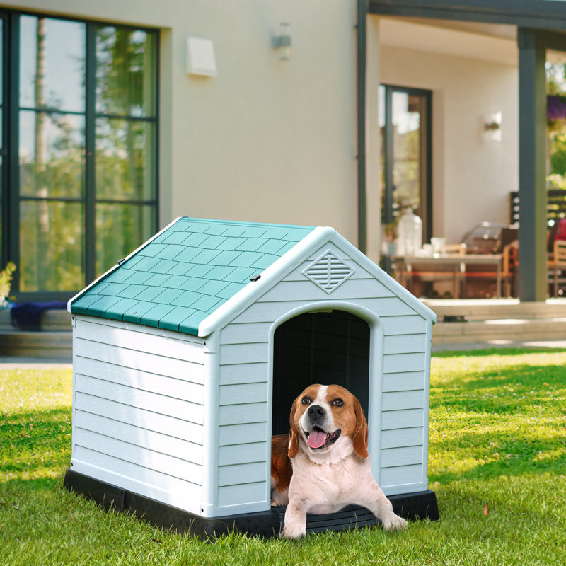 Niche pour chien Shelia, Bleu / blanc / noir, H 28 po x l 26 po x P 28,5 po