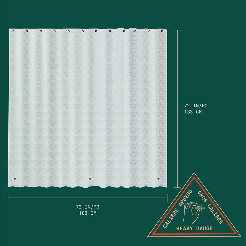 Acento Tiles PEVA Shower Liner with Black Grommets, Soft-Touch, 72" x 72", Clear, Clear