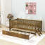 Lit plateforme simple en bois avec lit gigogne simple et garde-corps-2103240186