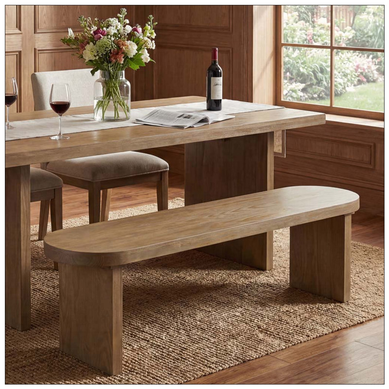 Banc de salle à manger d'intérieur en pin, Pine Wood-Rectangular Legs