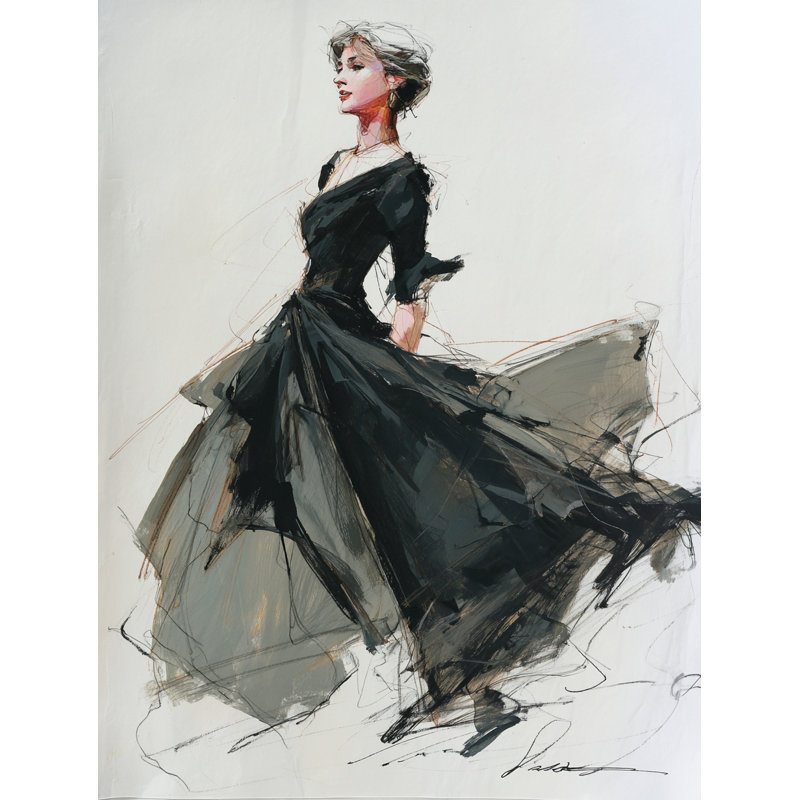 «Twirling Couture», art mural sur toile tendue, H 48 po x l 36 po