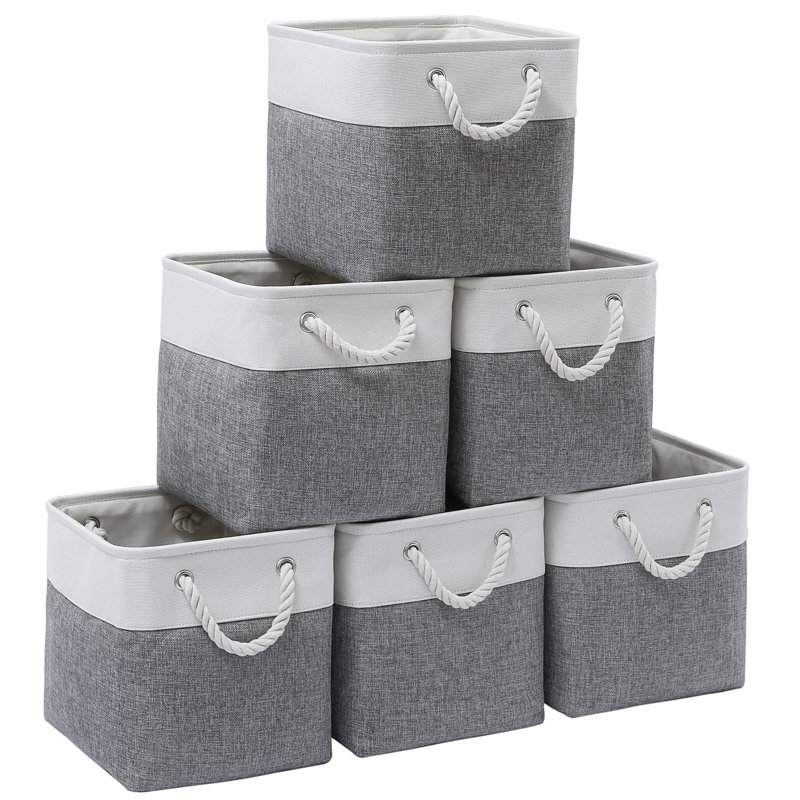 Cube Storage Bins, 6 Pack Large Collapsible Fabric Storage Bin