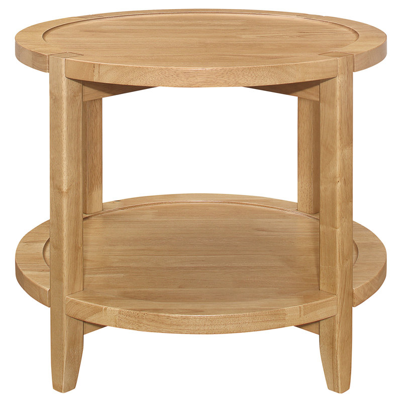 Brown Round Solid Wood Side End Table