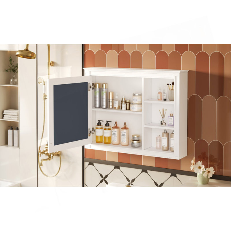 Armoire à pharmacie de 36 po x 28 po, armoire de rangement murale pour salle de bain, armoire de salle de bain moderne avec miroir, armoire à pharmacie, armoire à miroir avec 1 tablette réglable