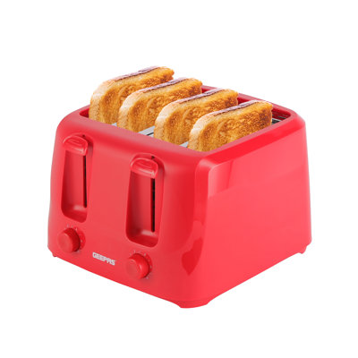 GEEPAS 4 Slice Toaster | 6 Browning Levels with Cancel Function | For Thin Small Bread Slice | 2 Independent Controls 2 Removable Crumb Trays Cool Touch High Lift | 1 Yr Warranty 1400W
